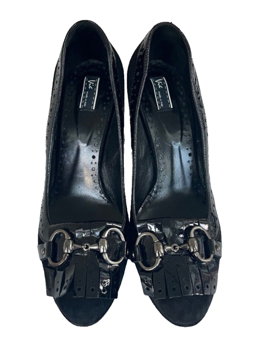 Women's heeled loafer with Horsebit black suede Size 9
